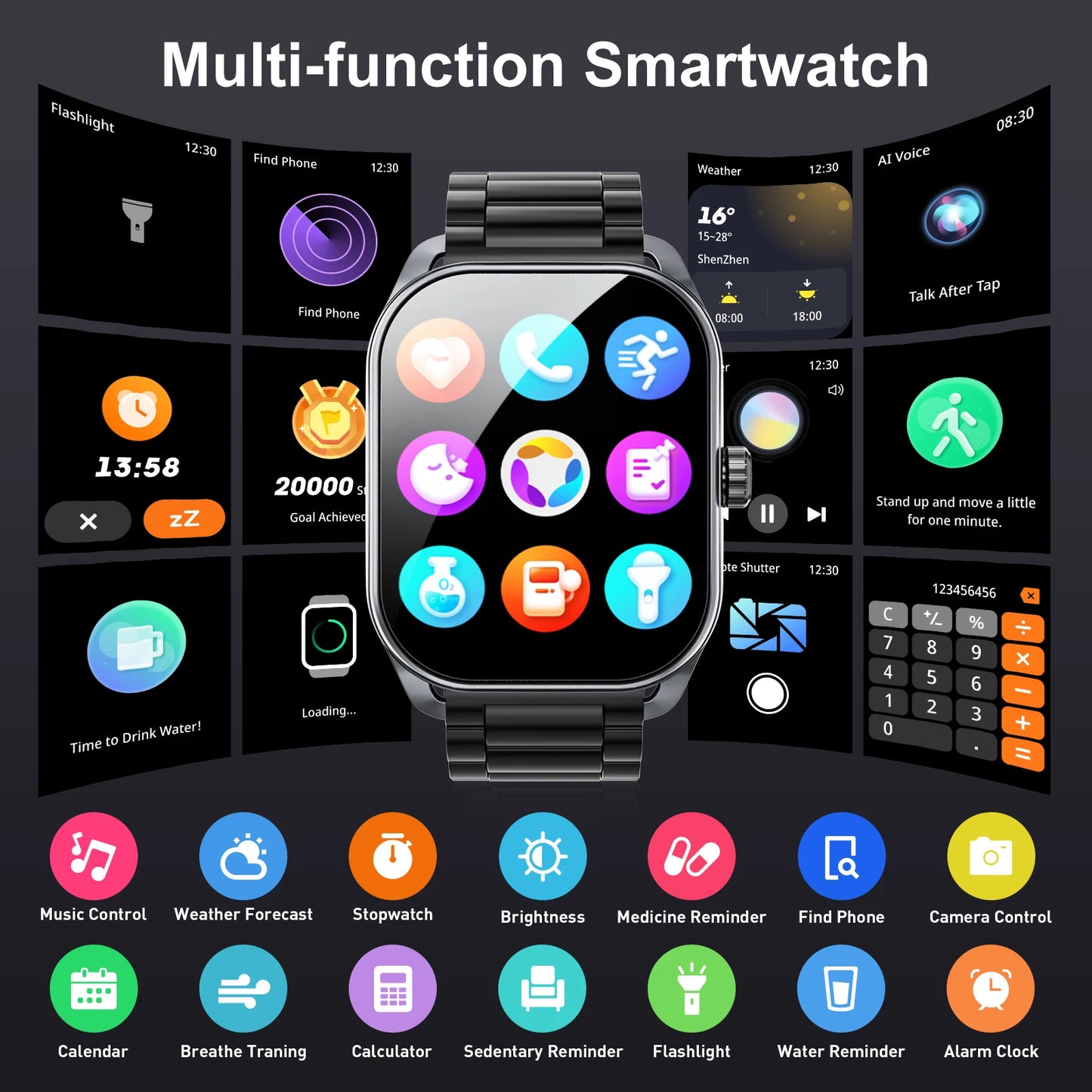 Karchilor Curve : montre connectée avec appels Bluetooth et suivi de la condition physique